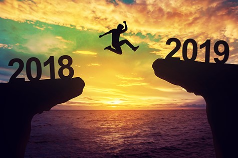 A man jump between 2018 and 2019 years