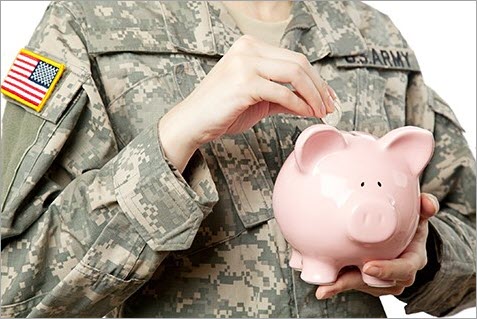 American Soldier with Piggy bank